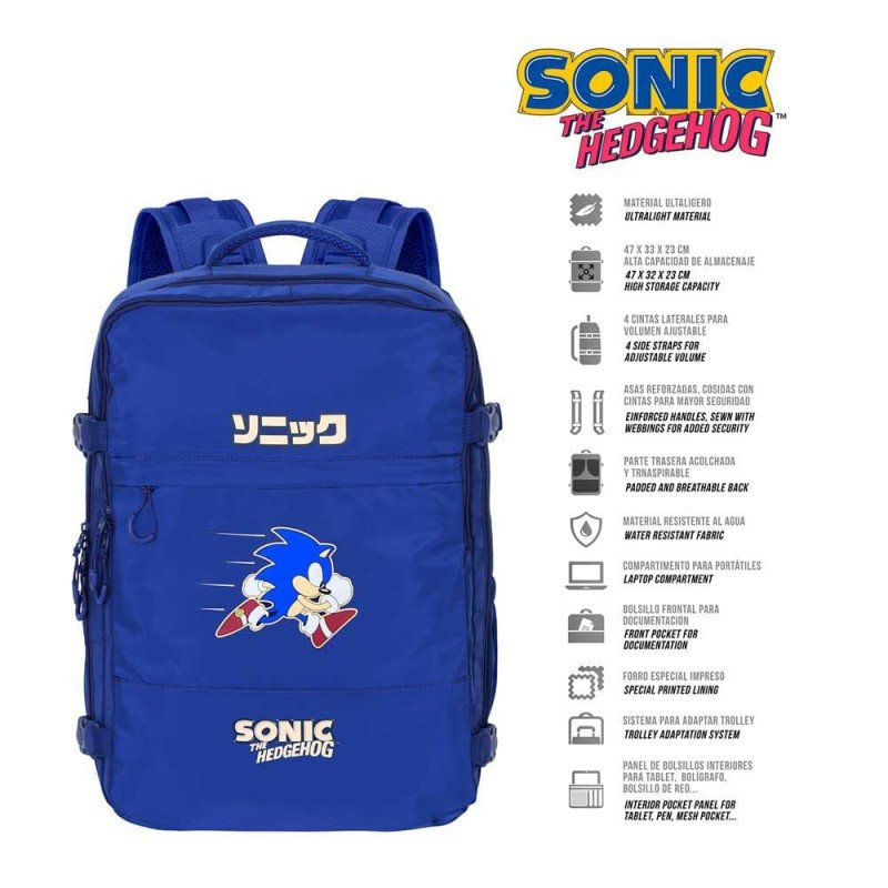 Sonic The Hedgehog Mercury Travel Backpack Sega Action Blue Large | 8445118077902