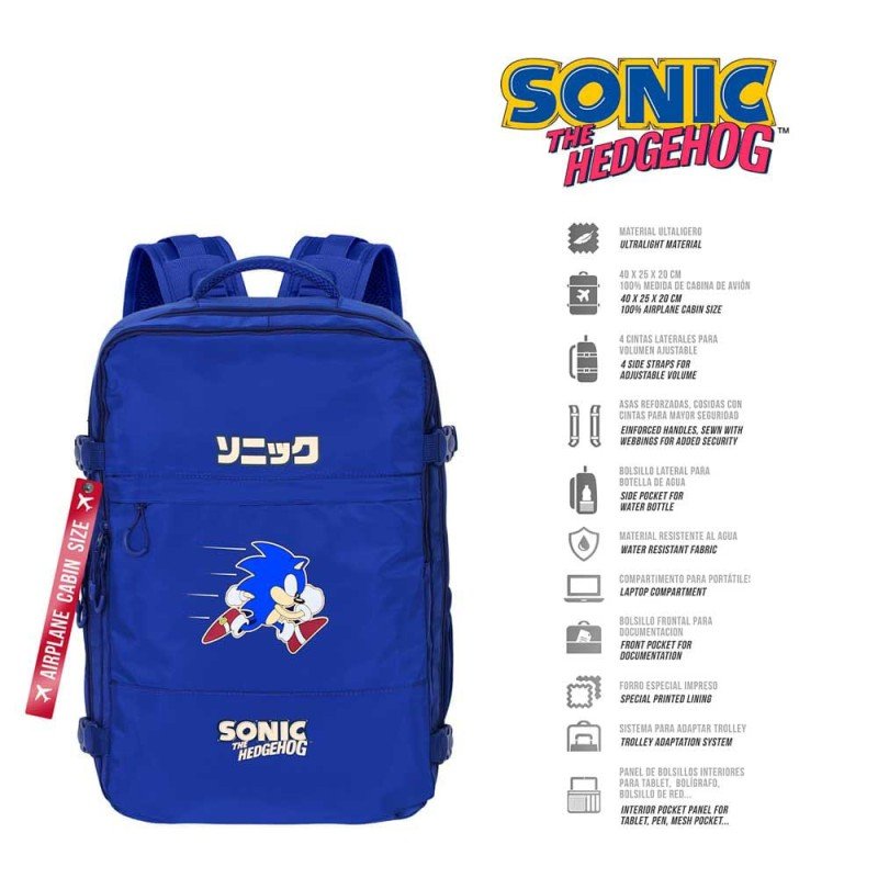 Sonic The Hedgehog sac à dos Mercury Underseat Cabin Bag Sega Action Blue | 8445118079593
