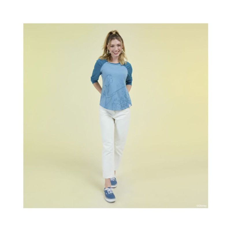 Pinocchio by Loungefly Tee T-Shirt Unisex Blue Fairy Shirred Raglan Size S | 0671803546127