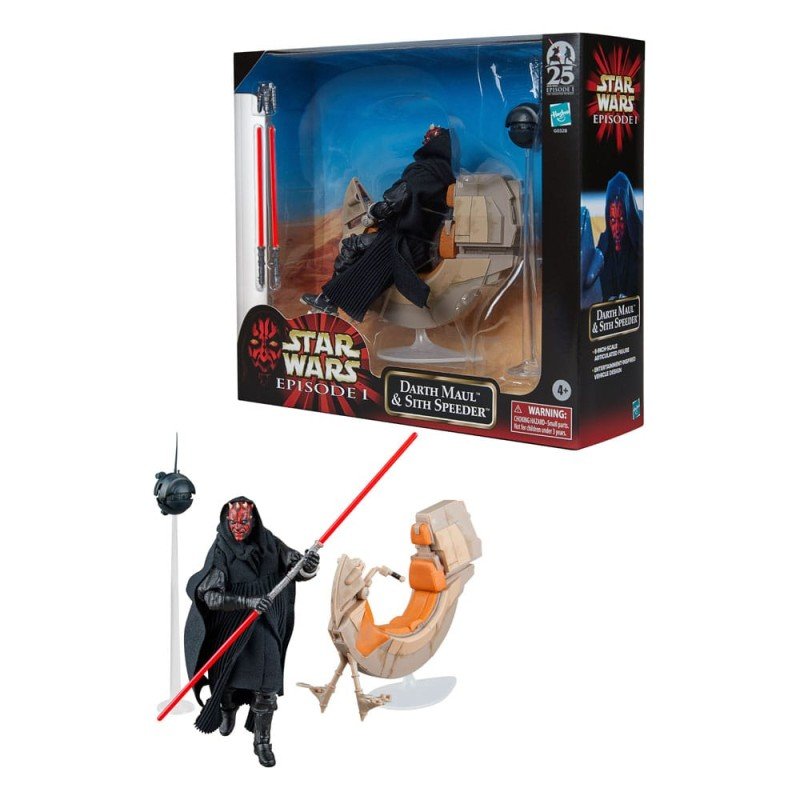 Star Wars Aflevering I Black Series Voertuig met Darth Maul & Sith Speeder 25e jubileumfiguur