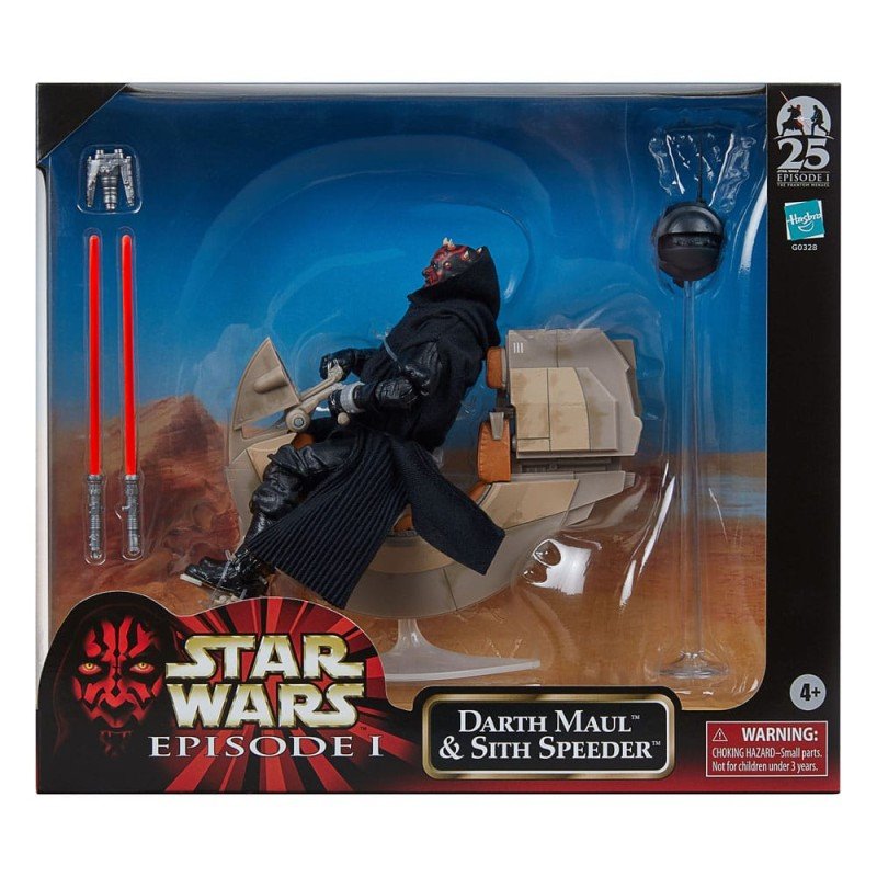 Star Wars Aflevering I Black Series Voertuig met Darth Maul & Sith Speeder 25e jubileumfiguur