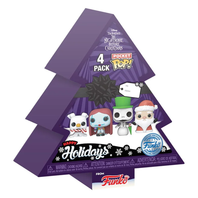 Disney The Nightmare Before Christmas Pack 4 Pocket POP Keychain! Vinyl Tree Holiday 4 cm | 889698739115