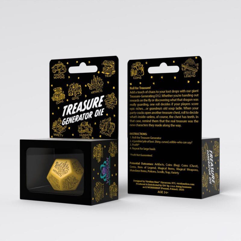 Viridian Jumbo dé Treasure Generator Die D12 Jaune