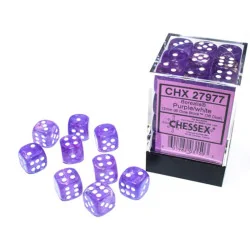 Chessex Borealis 12mm d6 (36 Dés) - Purple with White