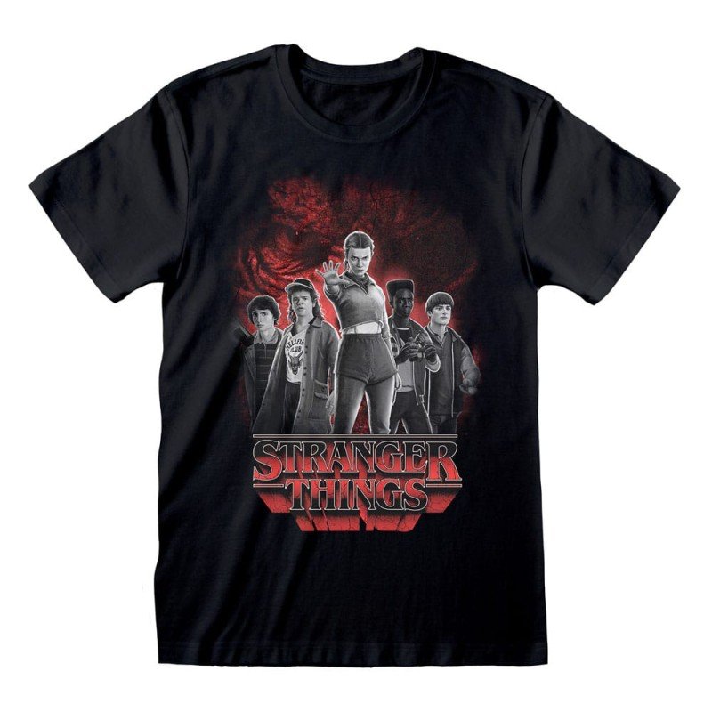 Stranger Things T-Shirt Groep met Vecna achter Balck en White (M)
