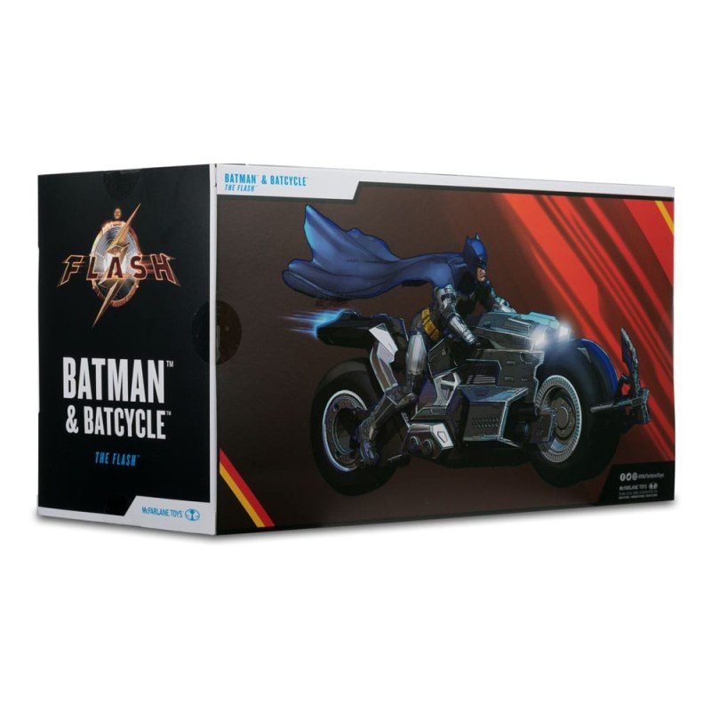 The Flash DC Multiverse véhicule Batcycle with Batman  