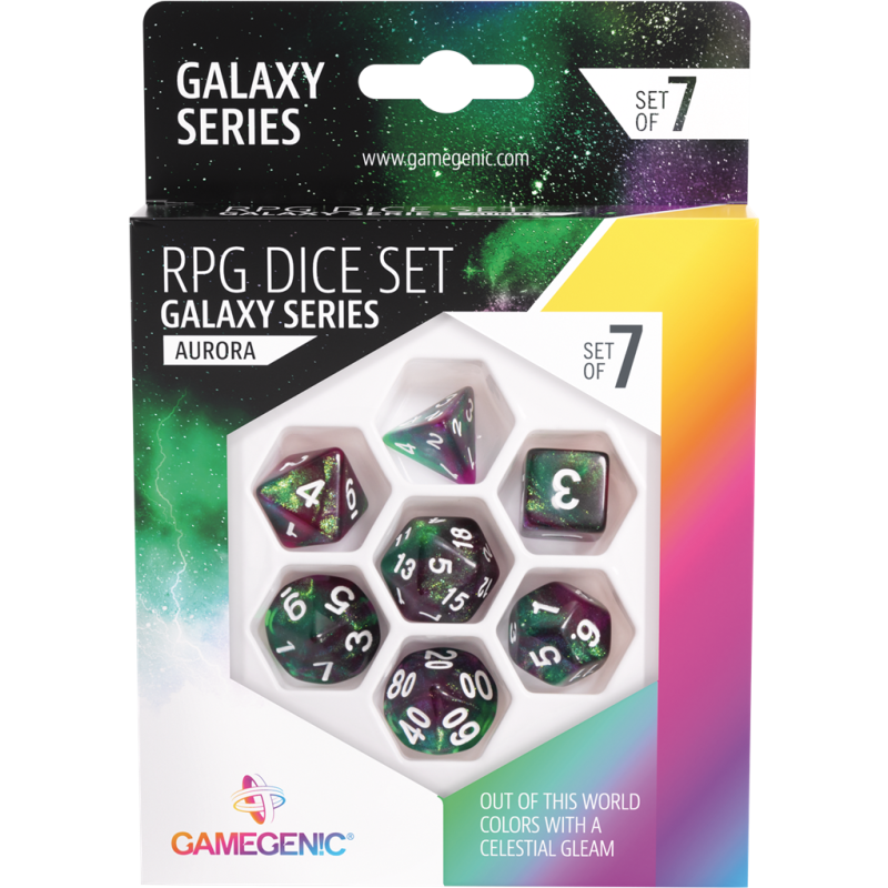 Galaxy Series - Aurora - Set van 7 RPG dobbelstenen