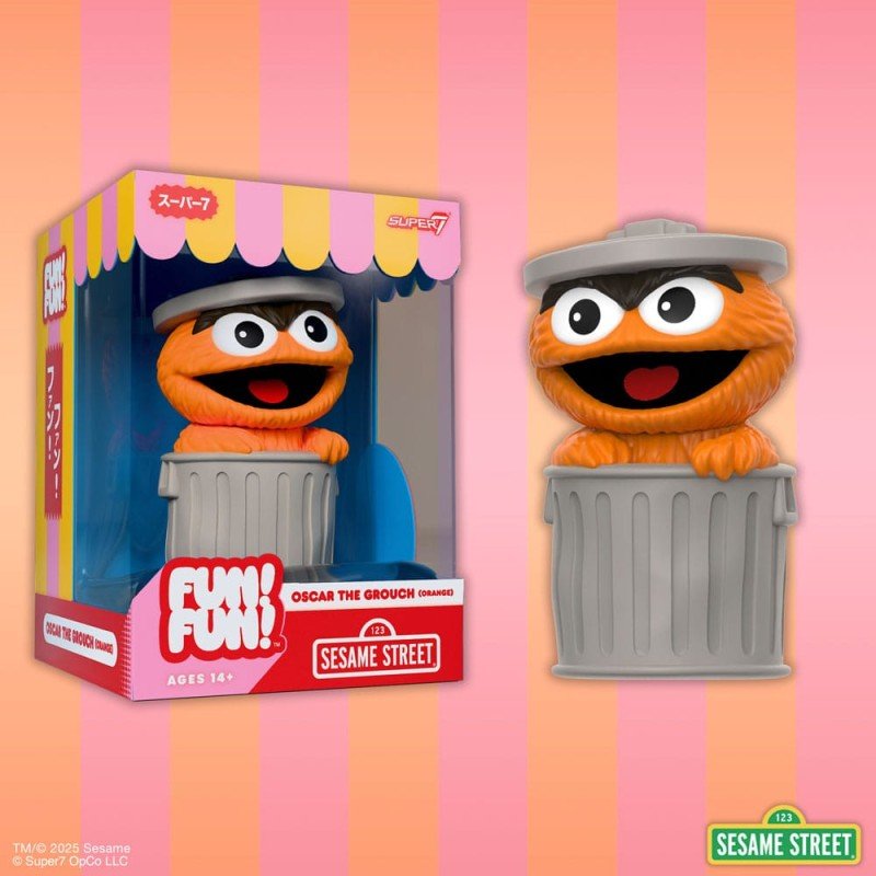 1, Sesamstraat Beeldje Zacht Vinyl PLEZIER! LEUK! Oscar de Snork (Oranje) 13 cm    