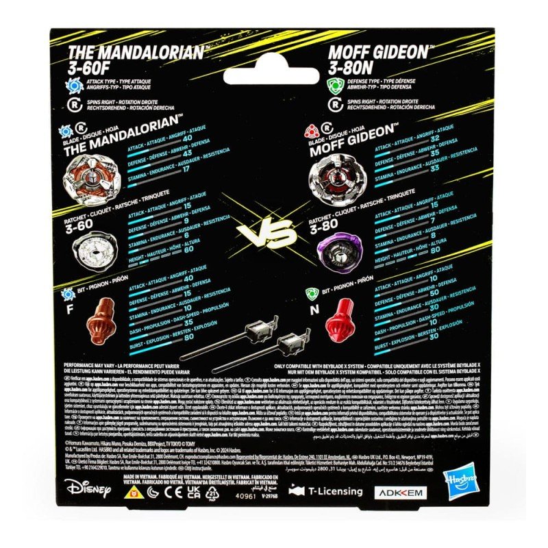 Beyblade X en Star Wars Collab The Mandalorian 3-60F vs. Moff Gideon 3-80N