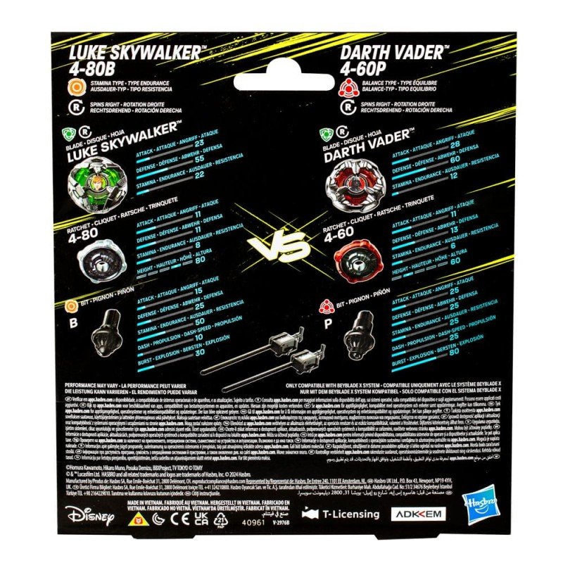 Beyblade X et Star Wars Collab Luke Skywalker 4-80B vs. Darth Vader 4-60B