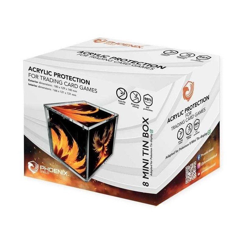 Phoenix Shield - Protective Acrylic Case for Display 8 Mini Tins Pokémon (Magnetic)