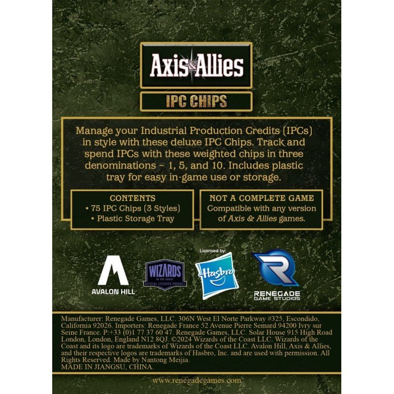 Avalon Hill Axis & Allies Bordspel: IPC Chips Uitbreiding