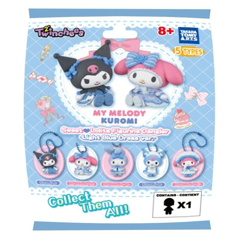Sanrio Blind Pack assortiment figurines Twinchees My Melody x Kuromi Sweet Lolita 5 cm (24)