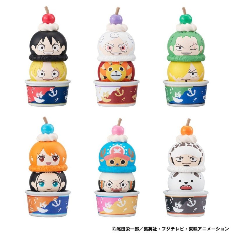 One Piece pack 6 trading figures Tsumichen Stack up & Change 8 cm (with gift)  