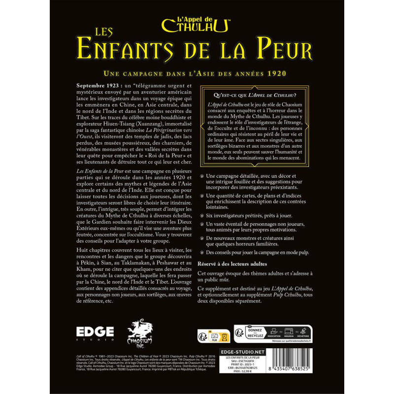 L’Appel de Cthulhu - Les Enfants de la Peur