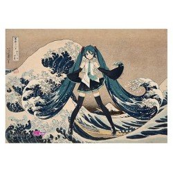 Katsushika Hokusai x Hatsune Miku Panneau acrylique Thirty-six Views of Mount Fuji The Great Wave off Kanagawa 30 cm