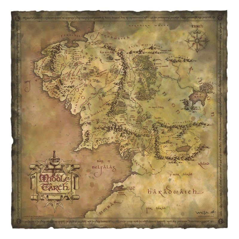 Le Seigneur des Anneaux impression Art Print Parchment Map of Middle-earth 59 x 30 cm