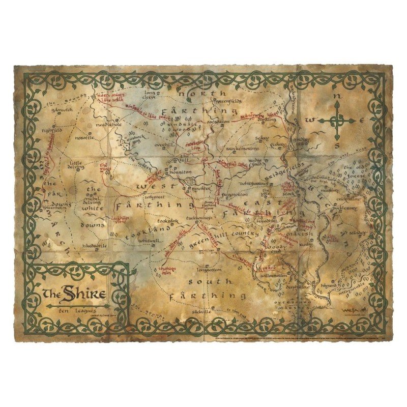 Le Hobbit impression Art Print Map of the Shire 74 x 54 cm