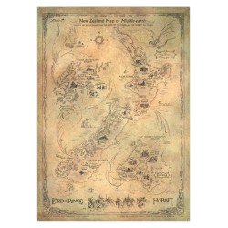 Le Hobbit impression Art Print New Zealand Map of Middle Earth 50 x 70 cm