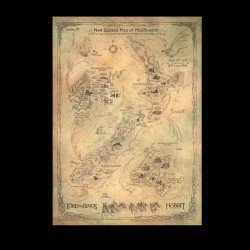 Le Hobbit impression Art Print New Zealand Map of Middle Earth 50 x 70 cm