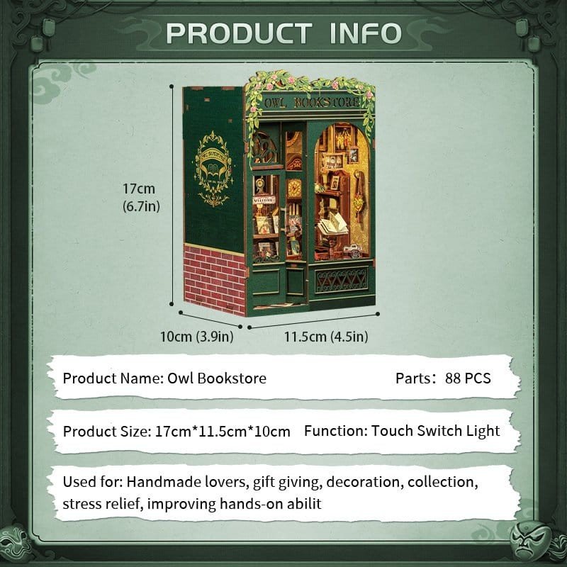 Maquette Book Nook Owl Bookstore 17 x 12 cm  