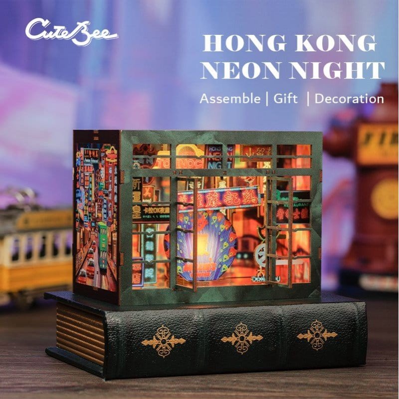 Maquette Book Nook Hong Kong Neon Light 13 x 17 cm