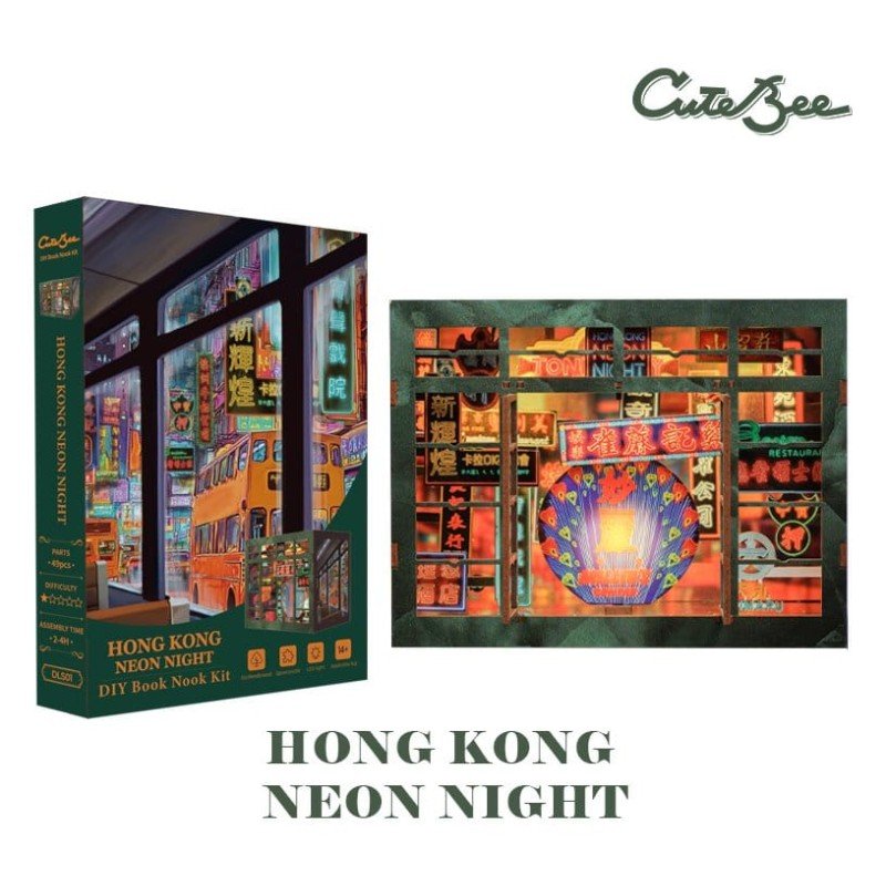 Maquette Book Nook Hong Kong Neon Light 13 x 17 cm