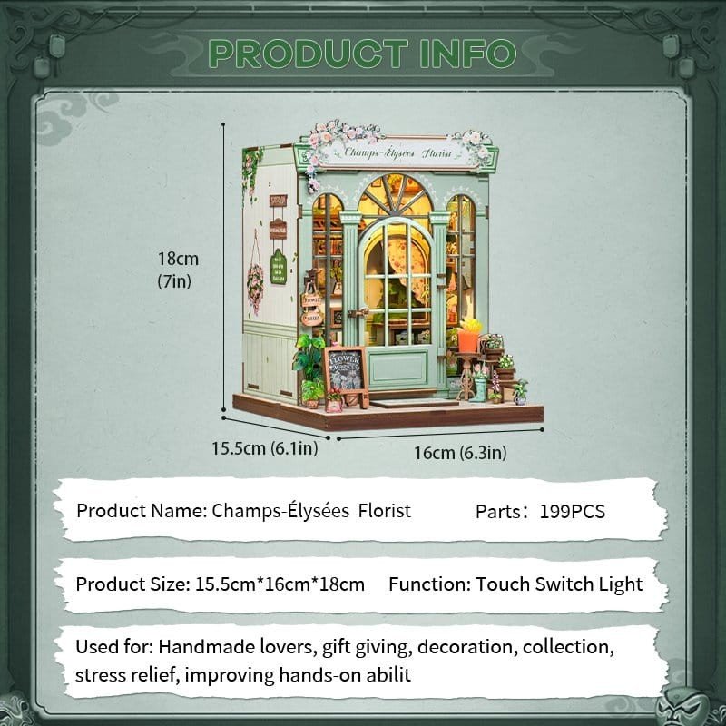 Miniature House Model Kit Champs-Élysées Florist 18 x 16 cm  