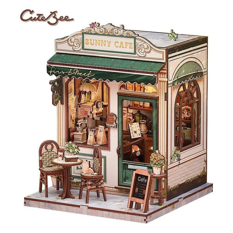 Figurine Model Kit Miniature House Sunny Cafe 20 x 16 cm  