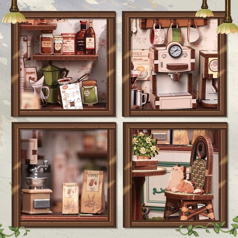 Figurine Model Kit Miniature House Sunny Cafe 20 x 16 cm  