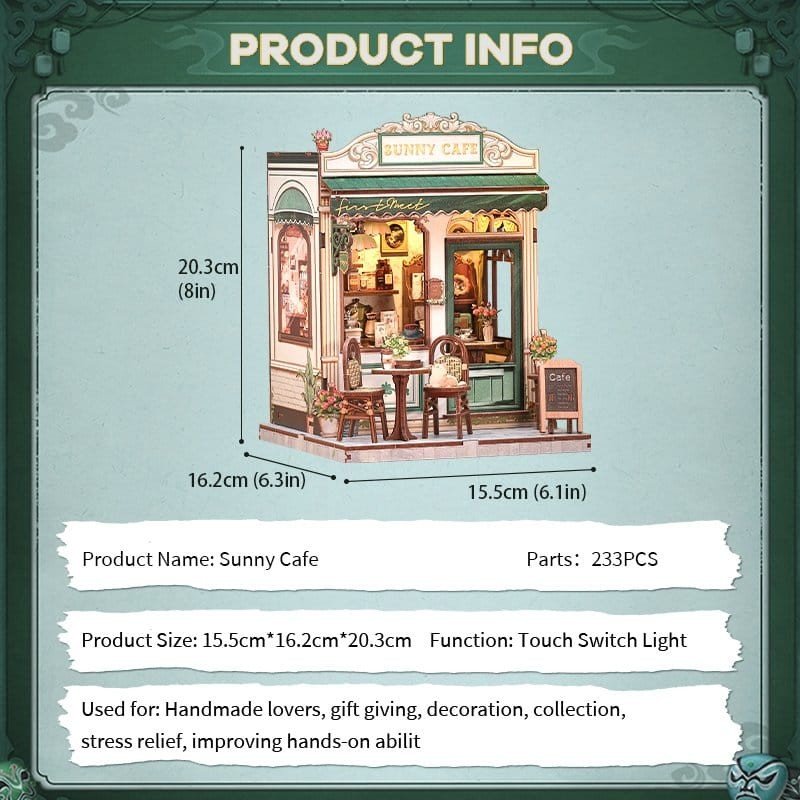 Figurine Model Kit Miniature House Sunny Cafe 20 x 16 cm  