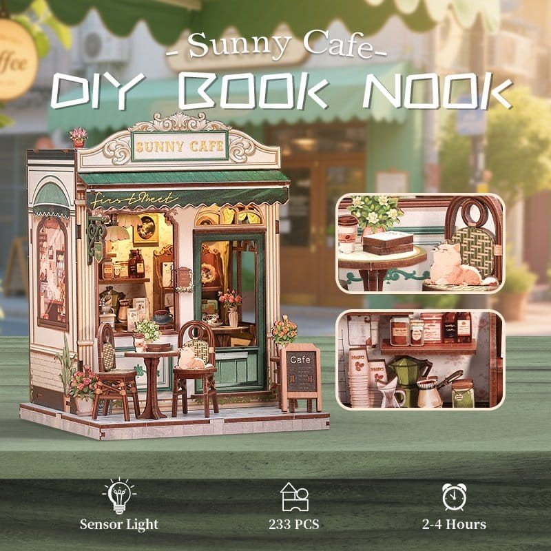 Figurine Model Kit Miniature House Sunny Cafe 20 x 16 cm  