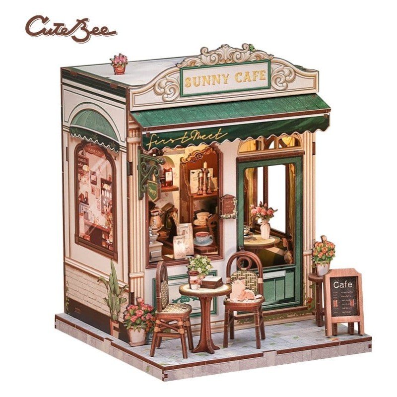 Figurine Model Kit Miniature House Sunny Cafe 20 x 16 cm  