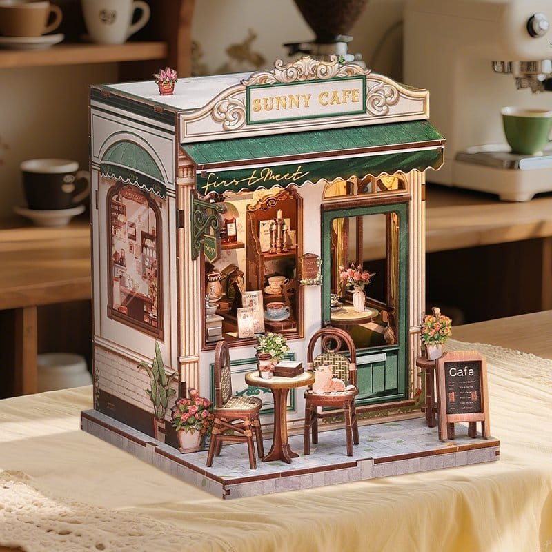 Figurine Model Kit Miniature House Sunny Cafe 20 x 16 cm  