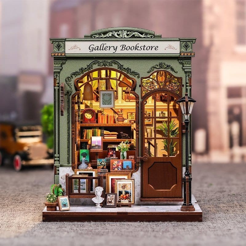 Figurine Model Kit Miniature House Gallery Bookstore 20 x 16 cm  