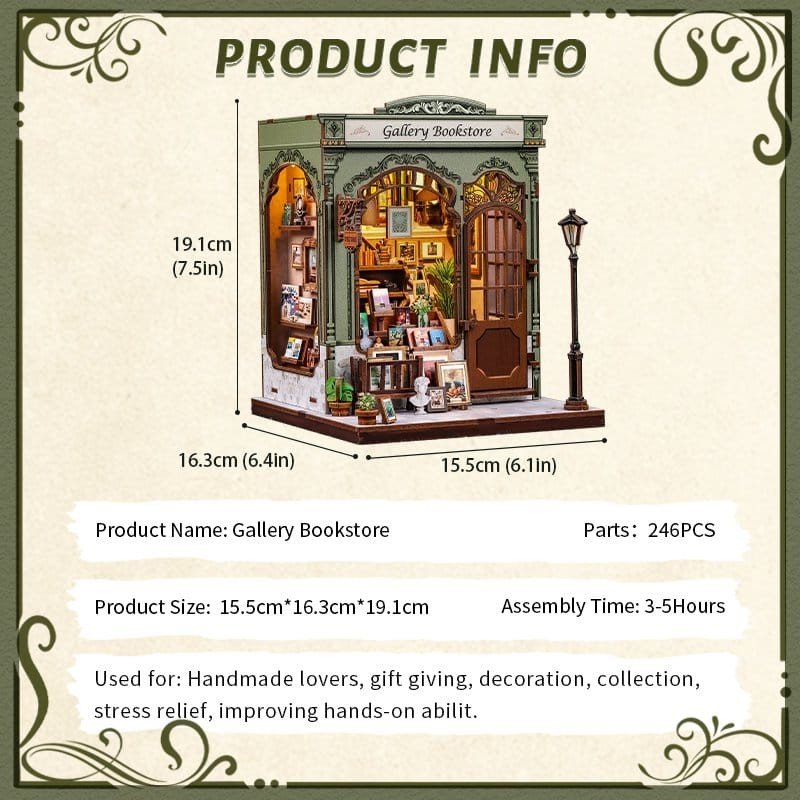 Figurine Model Kit Miniature House Gallery Bookstore 20 x 16 cm  