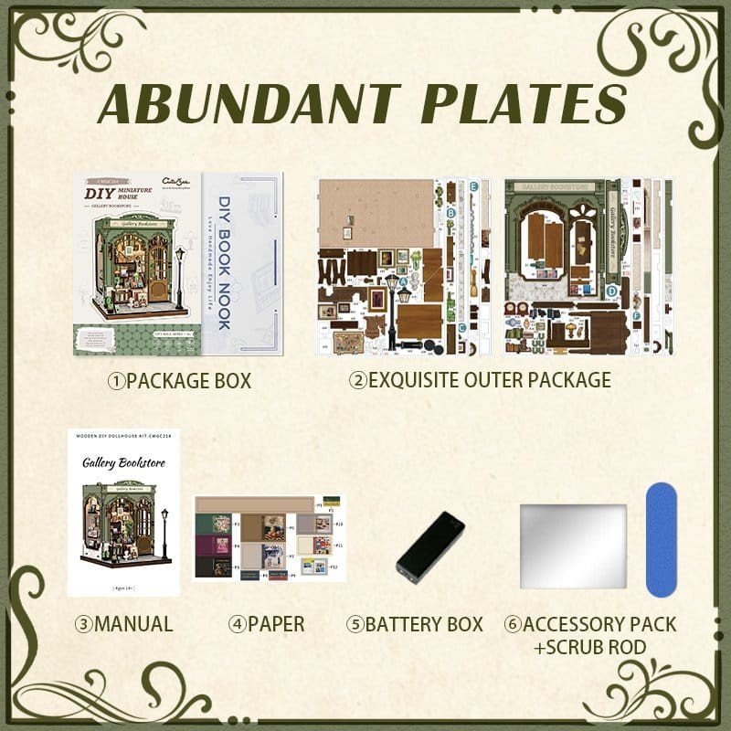 Figurine Model Kit Miniature House Gallery Bookstore 20 x 16 cm  