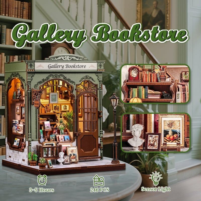 Figurine Model Kit Miniature House Gallery Bookstore 20 x 16 cm  
