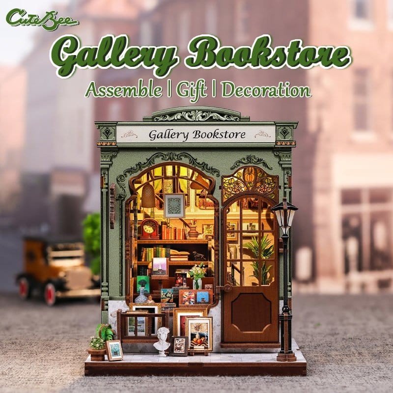 Figurine Model Kit Miniature House Gallery Bookstore 20 x 16 cm  