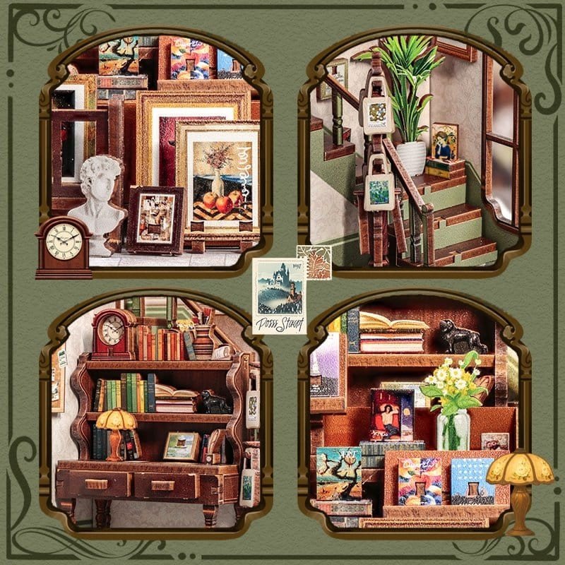 Figurine Model Kit Miniature House Gallery Bookstore 20 x 16 cm  