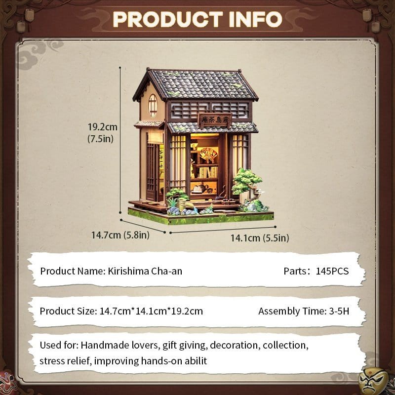 Miniature House Model Kit Kirishima Cha-an 19 x 14 cm