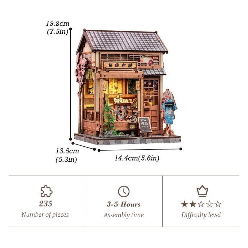 Miniature House Model Kit Sakura O Kimono Shop 19 x 14 cm  