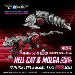 Zoids figurine Plastic Model Kit 1/100 RMZ-019 Hell Cat & Molga Zenebus Color Set 14 cm    