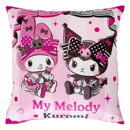 Sanrio coussin Pink Black Party Series Kuromi & My Melody 35 x 35 cm 