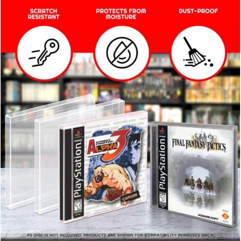 Pack 25 boîtes de protection en PET pour jeux PS1/Single CD/Dreamcast (Jewel Case) Games