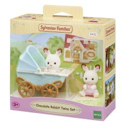 Sylvanian Families: Chocolate Rabbit Twins with Stroller Set