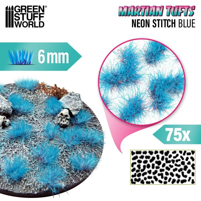 Green Stuff World - Martian Tufts 6mm - Neon Stitch Blue