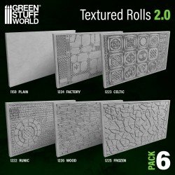 Green Stuff World - Textured Roller - 6 Pack - V.2 (Smooth/Frozen/Factory/Celtic/Runic/Floor)