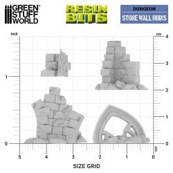 Green Stuff World- 3D Printed - Dungeons & Fantasy - Stone Wall Ruins