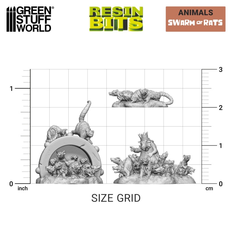 Green Stuff World - 3D geprint - Dieren - Zwermen ratten